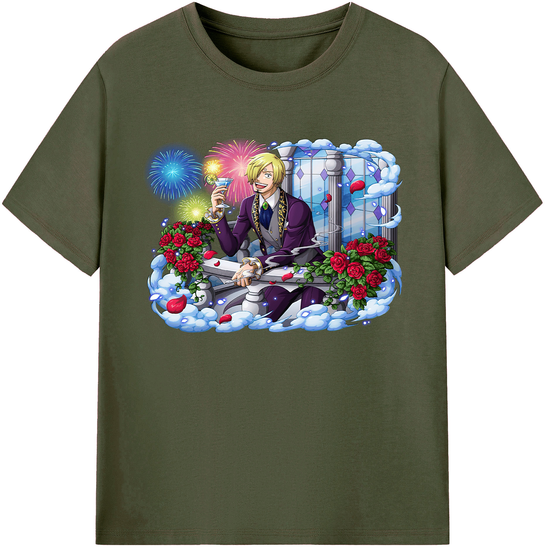 （画像用） ワンピース サンジ ONE PIECE Sanji 綿100％ メンズ半袖Tシャツ｜肌触りやわらか＆通気性